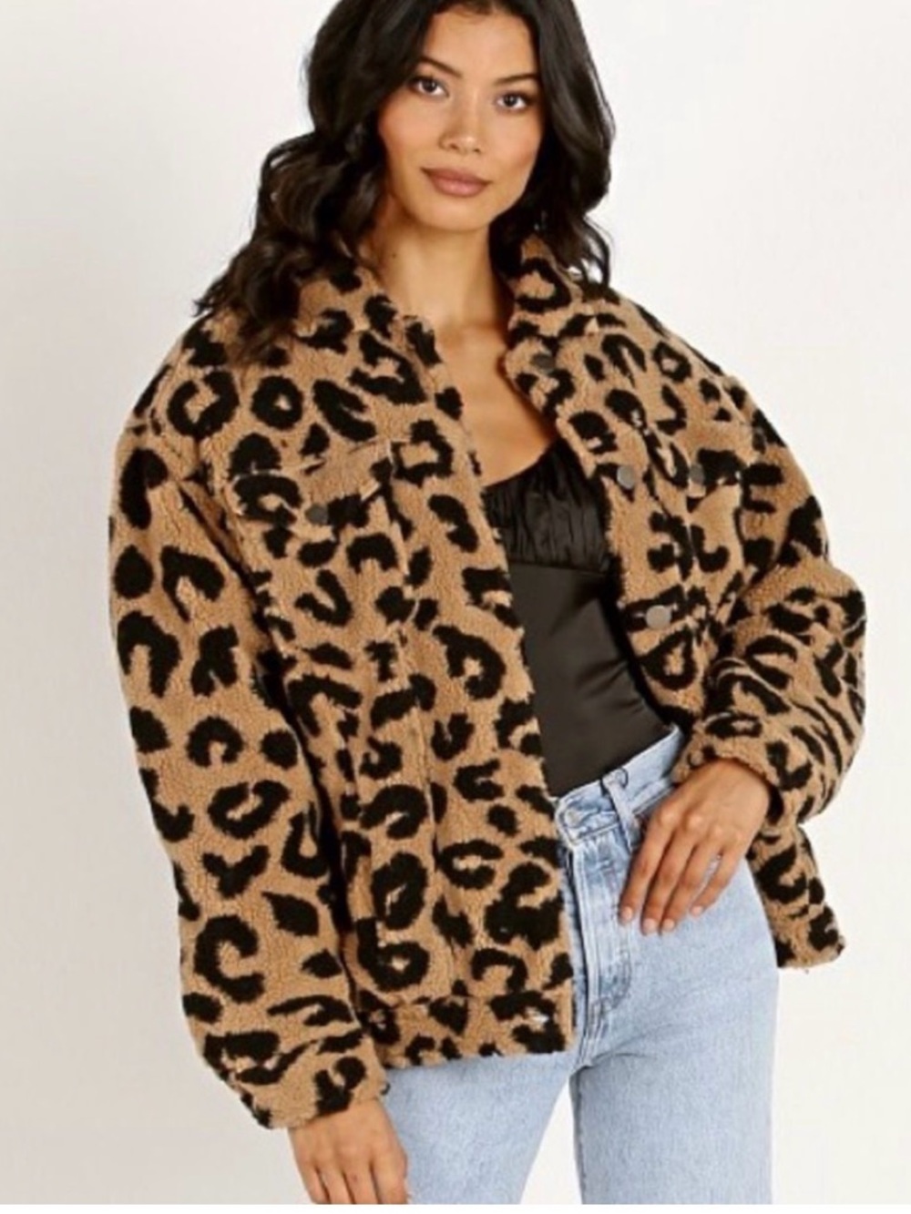APPARIS Tiarra Teddy Bear Jacket Leopard Shearling